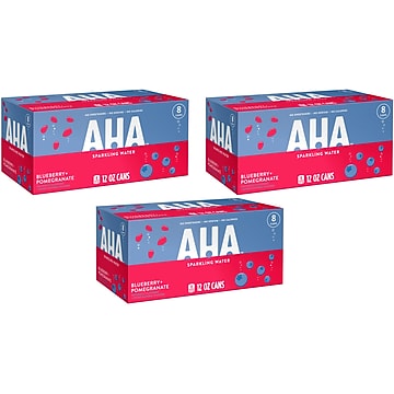 AHA Blueberry + Pomegranate Sparkling Water, 12 Fl. Oz., 24/Pack (157375)