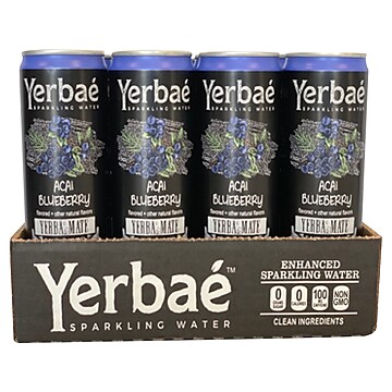 Yerbae Enhanced Sparkling Water, Acai Blueberry, 12 Fl. Oz., 12/Carton (853156007245)