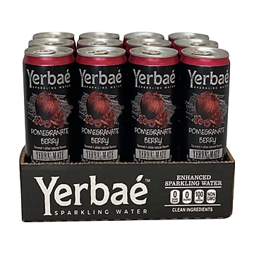 Yerbae Enhanced Sparkling Water, Pomegranate Berry, 12 Fl. Oz., 12/Carton (853156007016)