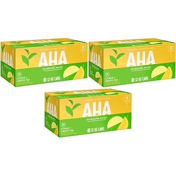 AHA Citrus +Green Tea Sparkling Water, 12 Fl. Oz., 24/Pack (157378)