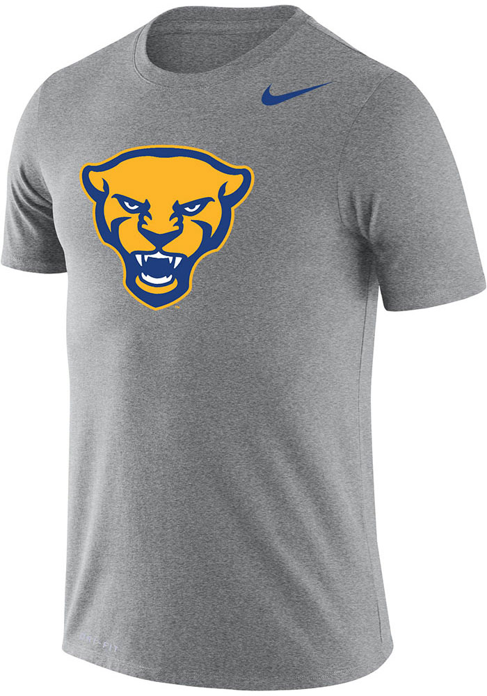 Nike Pitt Panthers Grey Word Short Sleeve T Shirt, Grey, 65% COTTON / 35% POLYESTER, Size M