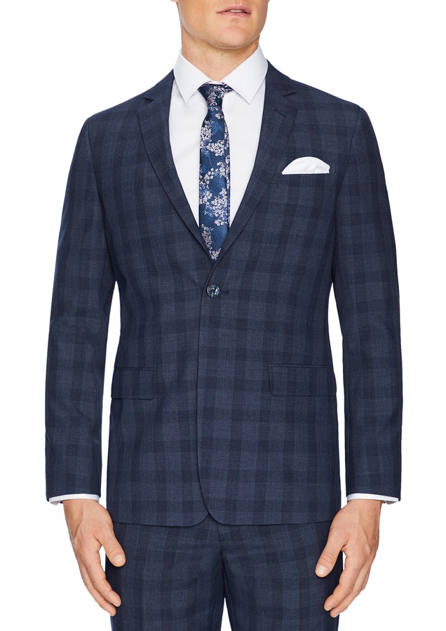 Tarocash Trenton Slim Check Suit Jacket Navy 38