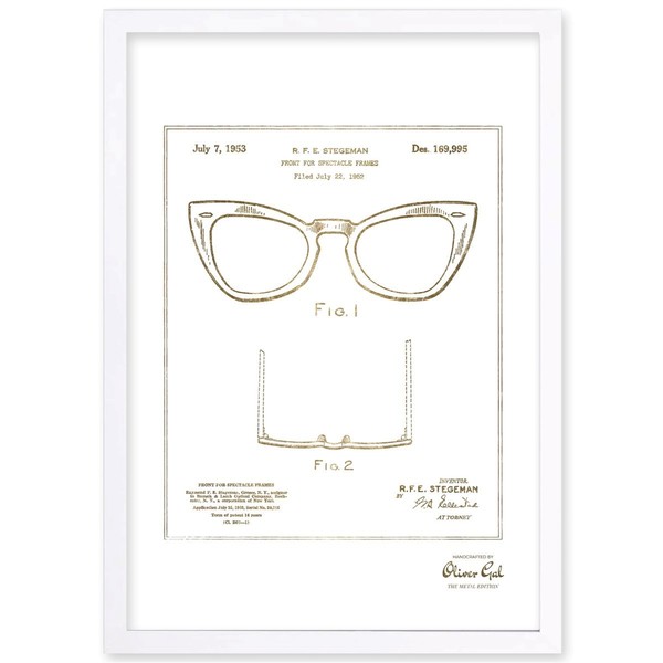 Oliver Gal'Ray-Ban Wayfarer SPECTACLE FRAMES 1953, Gold Metallic' Framed Art