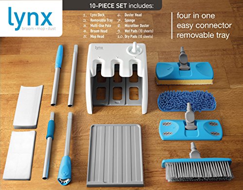 Lynx 4-in-1 Home Cleaning System - Detachable Broom  Mop  Duster  and Wet/Dry Wipes thumbnail
