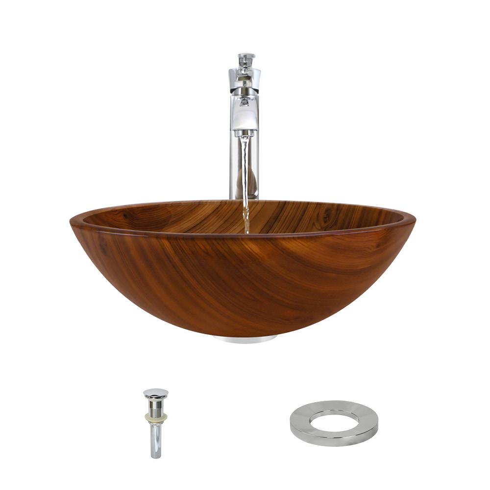 MR Direct 628 Vessel Sink Ensemble with a Chrome Finish 726 Faucet  Pop-up Drain  and Sink Ring.