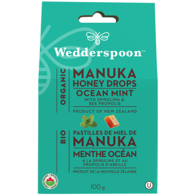 Wedderspoon Organic Manuka Honey Drops Ocean Mint