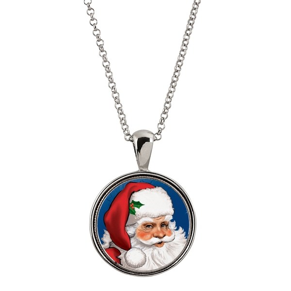 14836 Santa Colorized Washington Quarter Silver Tone Pendant