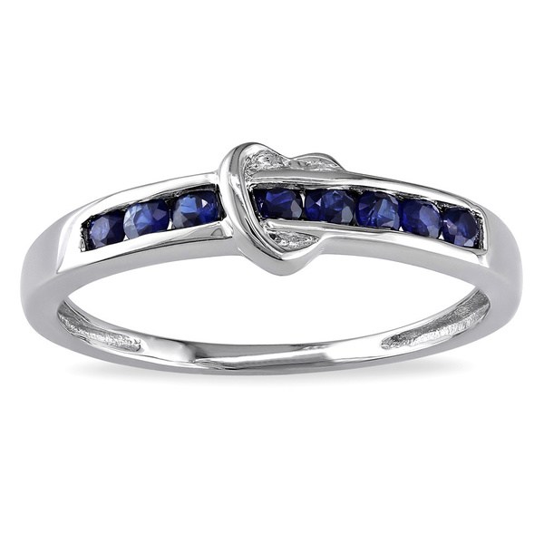 Miadora 10k White Gold Sapphire Heart Ring