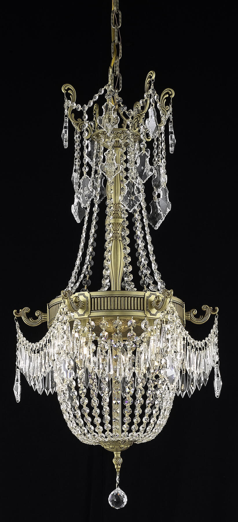 9306 Esperanza Collection Hanging Fixture D18in H28in Lt:8 French Gold Finish (Swarovski Spectra Crystals)