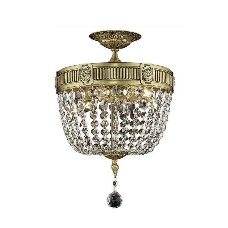 9303 Esperanza Collection Flush Mount D12in H17in Lt:3 French Gold Finish (Swarovski Strass/Elements Crystals)