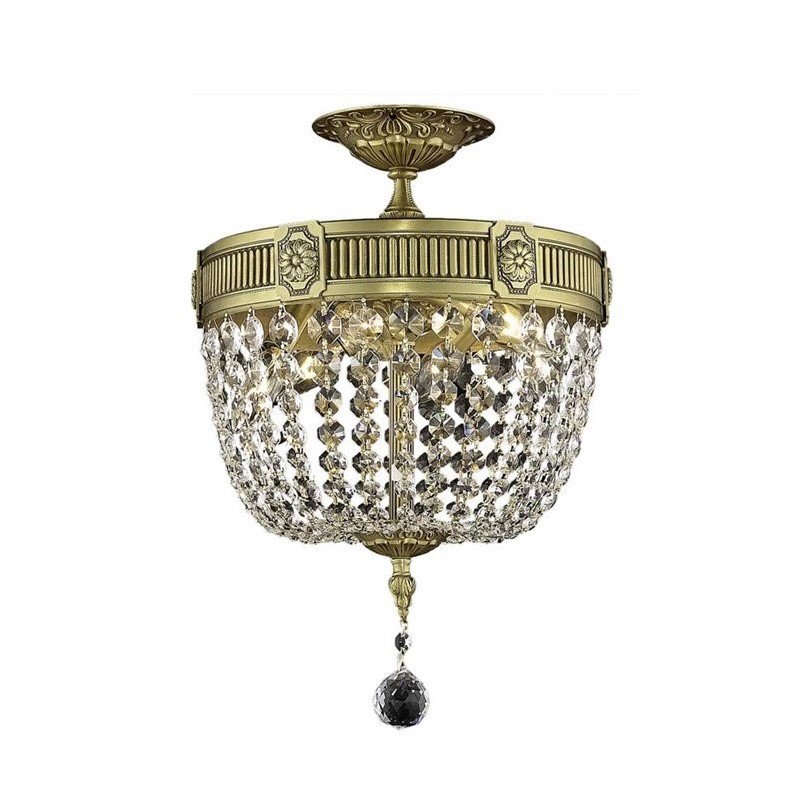 9303 Esperanza Collection Flush Mount D12in H17in Lt:3 French Gold Finish (Royal Cut Crystals)