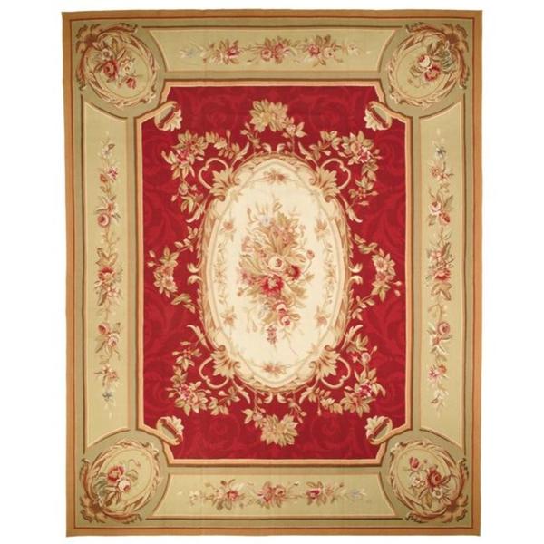 Handmade Safavieh Couture French Aubusson Flatweave Red/ Gold/ Green Wool Area Rug - 8' X 10' (China, People's Republic of)