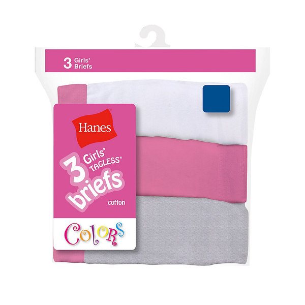 Hanes Girls' Cotton No-ride-up Briefs (Pack of 3 Colors)