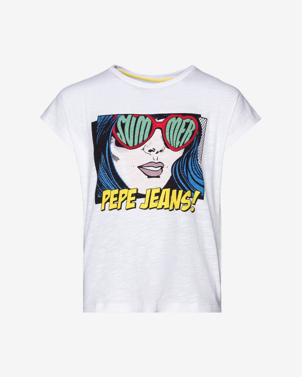 Pepe Jeans Peppermint Pop Art Tricou Pentru Copii Alb