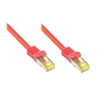 RJ45 Patchkabel MitCat.7 Rohkabel Und Rastnasenschutz (RNS®), S/FTP, PiMF, Halogenfrei, 600MHz, OFC, Rot, 0,15m, Good Connections® (8070R-002R)