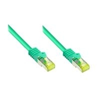 RJ45 Patchkabel MitCat.7 Rohkabel Und Rastnasenschutz (RNS®), S/FTP, PiMF, Halogenfrei, 600MHz, OFC, Grün, 0,15m, Good Connections® (8070R-002G)