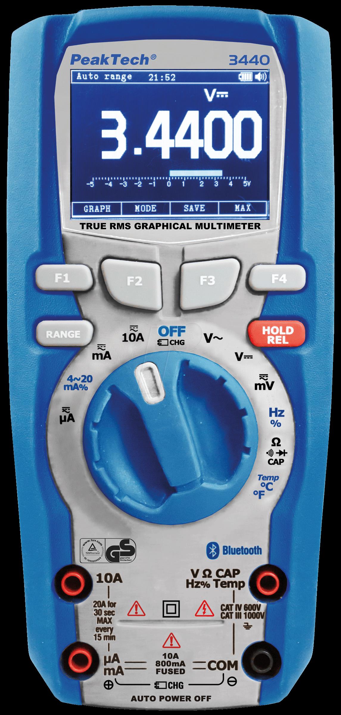PeakTech Grafik-Multimeter TRMS AC+DC 1000 VAC 1000 VDC 10 ADC (PeakTech 3440)