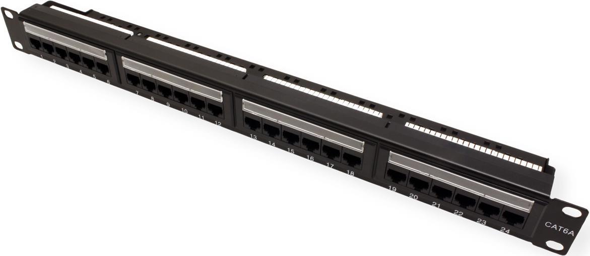VALUE Kat.6A 19-Patchpanel, 24 P, Ungeschirmt, Schwarz (26.99.0357)