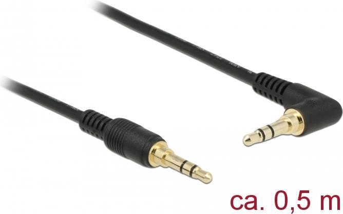 DeLOCK - Audiokabel - Stereo Mini-Klinkenstecker (M) Bis Stereo Mini-Klinkenstecker (M) Gewinkelt - 50cm - Schwarz (85564)