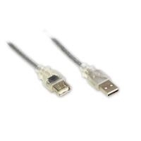 Good Connections Alcasa GOOD CONNECTIONS - USB-Verlngerungskabel - USB 2.0 Stecker a-> USB 2.0 Buchse a - 0.5 M - Transparent (2511-05GT)