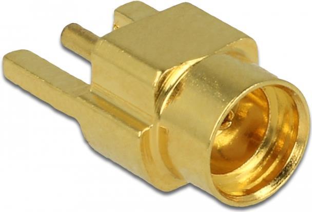 DeLOCK MMCX Buchse PCB - 50 Ohm - Lötmontage: 3 Lötpunkte - Lötstifte: Ø 0,7 Mm (65847)