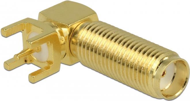 DeLOCK SMA Buchse 90° PCB - Gewindelänge 16 Mm - 0 - 6 GHz - 50 Ohm - Gewindetyp: 1/4 - 36 UNS - 2A (65848)