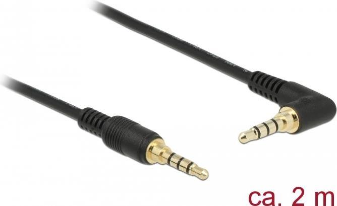 DeLOCK - Audiokabel - 4-poliger Mini-Stecker (M) Gewinkelt Bis 4-poliger Mini-Stecker (M) - 2,0m - Schwarz (85613)