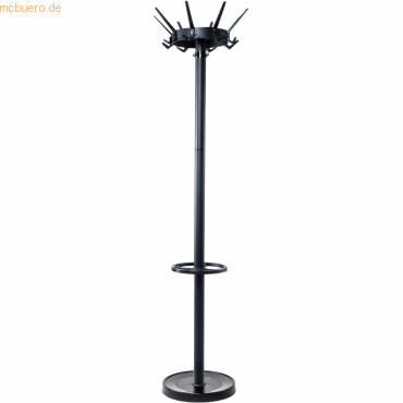 Maul MAULcaligo Coat Stand with 32 Hooks and Umbrella Holder Black