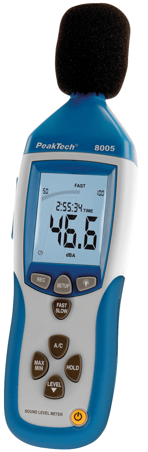PeakTech P8005 Sound Level Meter, 39dB to 130dB, 8kHz Max