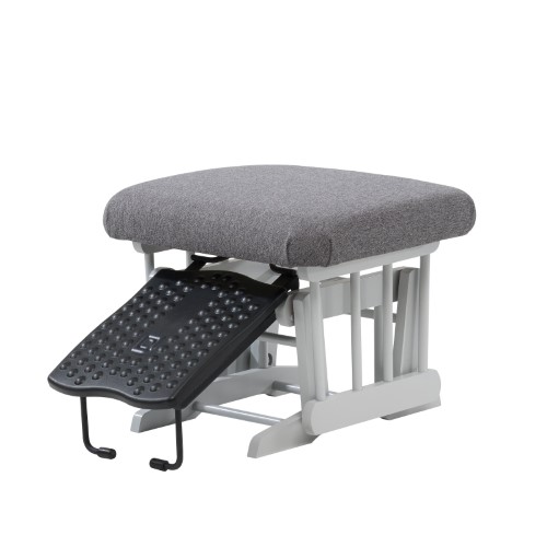 Dutailier Grey Chenille/Wood/Polyester Nursing Ottoman for Sleigh Gliders