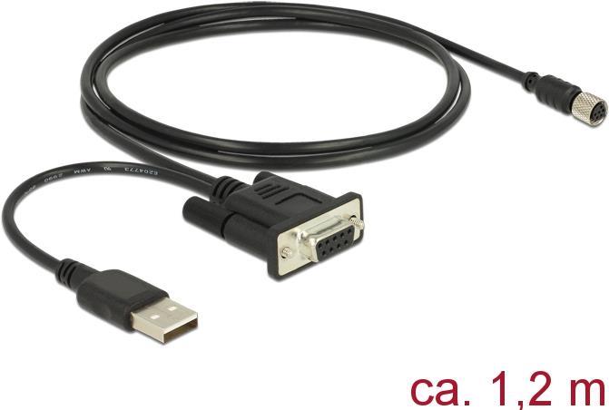 Navilock - Kabel Seriell - RS-232 - 6 Pin M8 (W) Bis USB, DB-9 - 1,2m - Schwarz (62875)