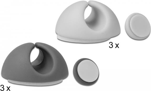 DeLOCK 18291 Cable Organizer Cable Holder Grey, White 6 Pc(s)