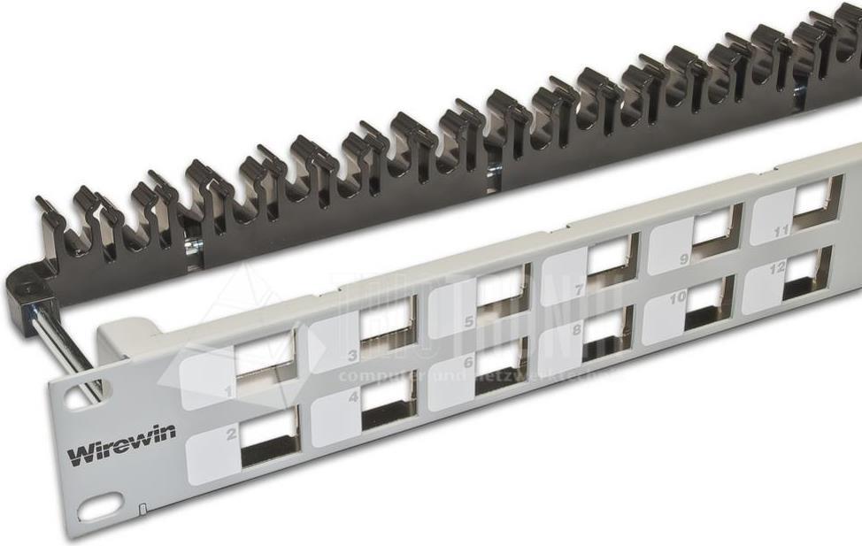 Wirewin High Quality 24-Port Keystone Modul-Leerpanel, 19, Grau, Geschirmt Keystone System (WKS PANEL 24)