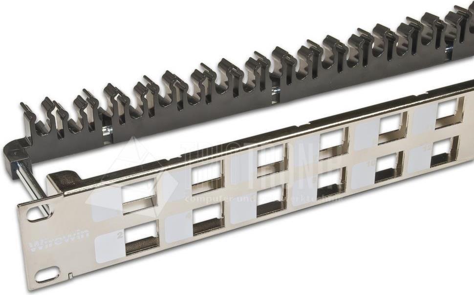 Wirewin High Quality 24-Port Keystone Modul-Leerpanel, 19, Nickel, Geschirmt Keystone System (WKS PANEL 24 NICKEL)