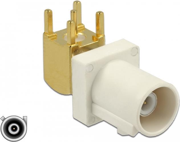 DeLOCK FAKRA B Stecker 90° PCB - Isolation: PTFE - 21,3 X 11,5 Mm - Cremeweiß (89773)