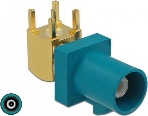 DeLOCK FAKRA C Plug 90° PCB - Modulare Eingabe - FAKRA C - Signalblau, RAL 5005 (89774)