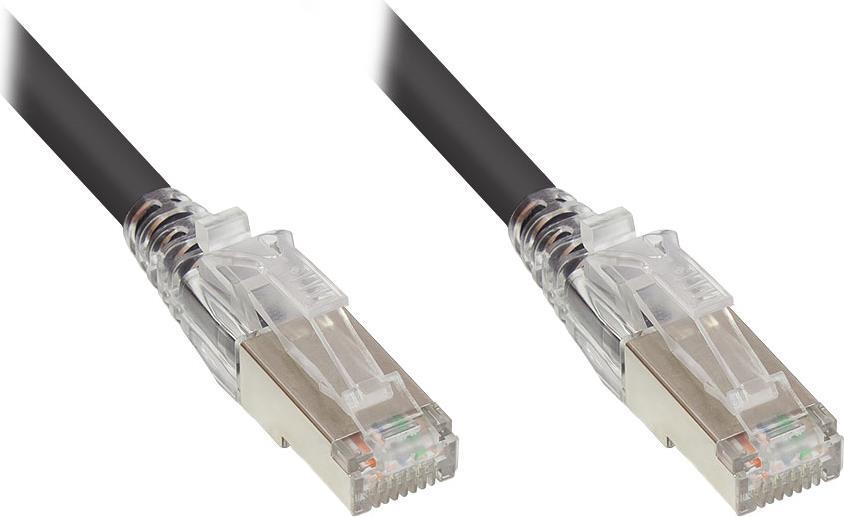 RNS Patchkabel Mit Rastnasenschutz Und Verriegelung, Cat. 6A, S/FTP, PiMF, Halogenfrei (LSZH), 500MHz, Schwarz, 1m, Good Connections (8060-HV010S)