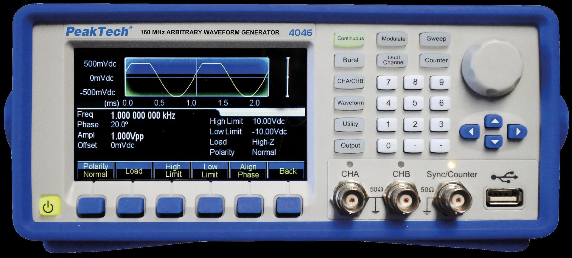 PeakTech P4046 Arbitrary Waveform Generator, 160MHz Max, 2-Channel
