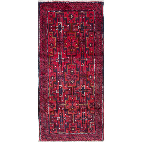 Ecarpetgallery Hand-Knotted Finest Baluch Red Wool Rug (3'10 X 8'4)
