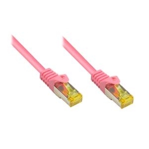 RJ45 Patchkabel MitCat.7 Rohkabel Und Rastnasenschutz (RNS®), S/FTP, PiMF, Halogenfrei, 600MHz, OFC, Magenta, 5m, Good Connections® (8070R-050M)