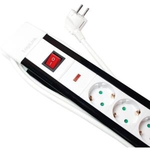 LogiLink LPS211 Power Extension 3 M 5 AC Outlet(s) Indoor Black. White