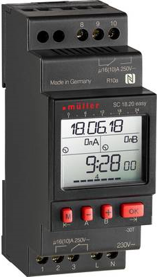 Müller 23826 Müller SC 18.20 Timer 12V ACDC DIN Rail Mount Digital