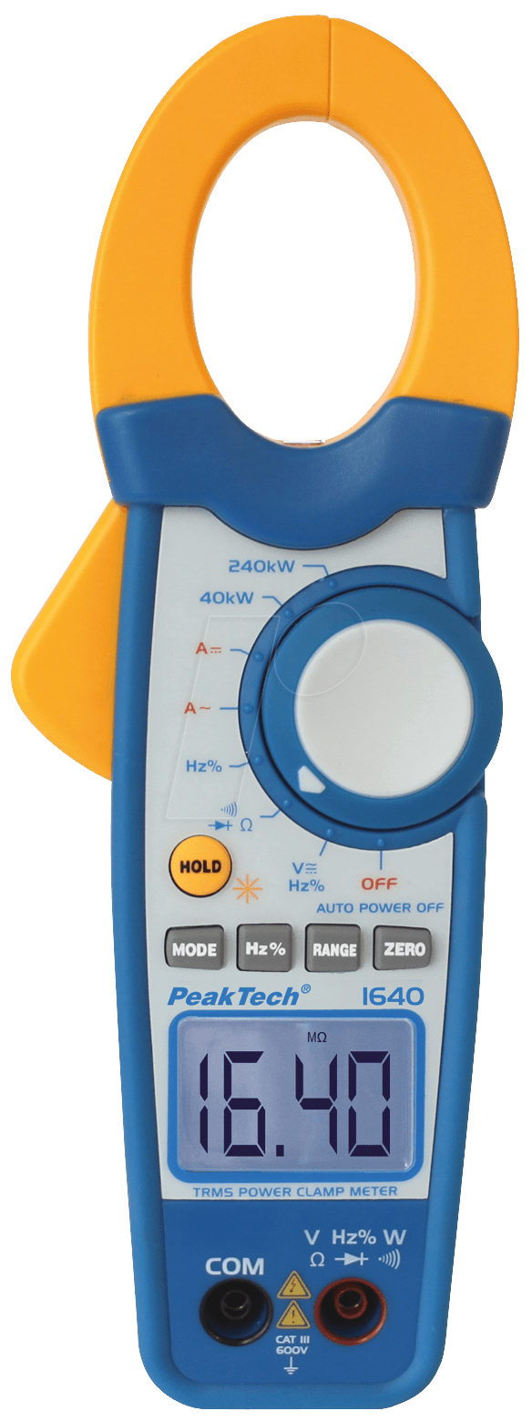 PeakTech P1640 Clamp Meter, 1000A Dc, Max Current 1000A Ac CAT III 600V