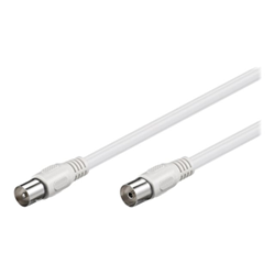 Goobay Antennenkabel (class a, >85 DB), 2x Geschirmt, 5 M, Weiß - Koax-Stecker > Koax-Buchse (vollständig Geschirmt) (66616)
