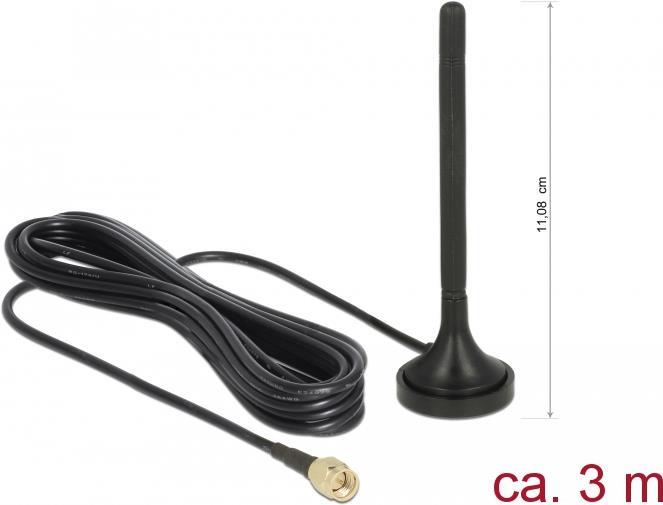 DeLOCK - Antenne - 11,08 Cm - 2 DBi - Ungerichtet - Außen, Innen, Magnetisch Montierbar - Schwarz (89618)