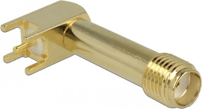 DeLOCK SMA Buchse 90° PCB - 0 - 6 GHz - 50 Ohm - Gewindetyp: 1/4 - 36 UNS - 2A (65845)