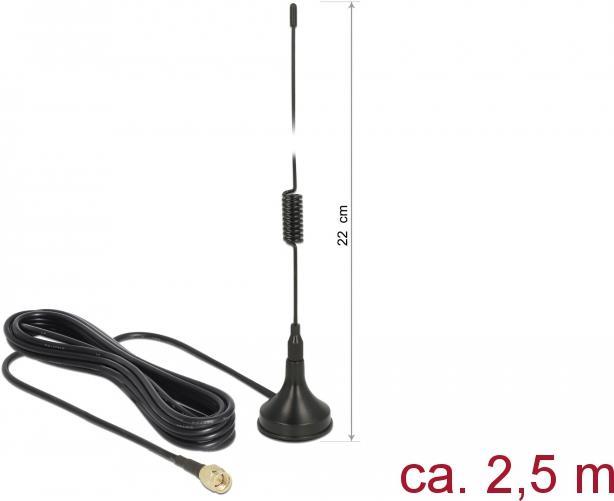 DeLOCK - Antenne - 22cm - 2 DBi - Ungerichtet - Außen, Innen - Schwarz (89613)