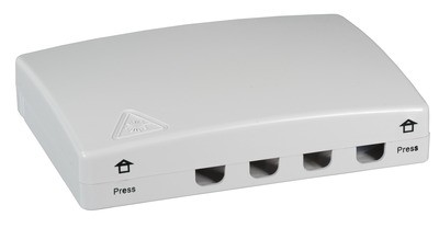 FTTH Indoor Anschlussbox Für 4Fasern, 4Kupplungen, Faserüberlängenaufnahme (FTTH-BOX-in-1)