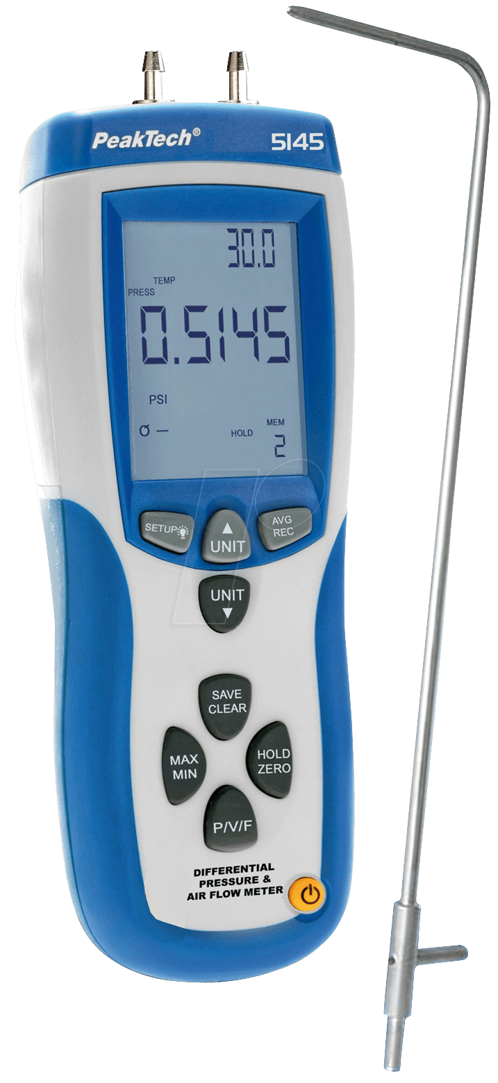 PeakTech Differentialdruck-Messgerät 0...50 HPa (PeakTech 5145)