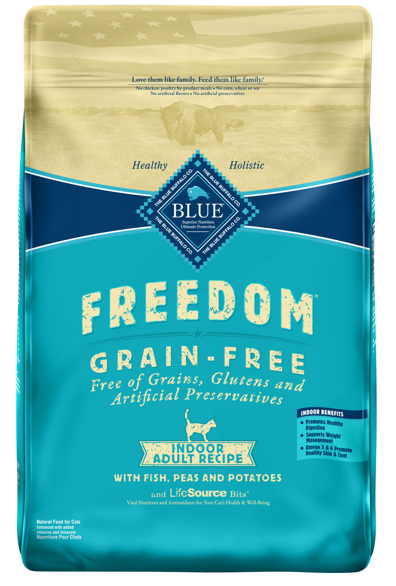 Blue Buffalo Freedom Natural Grain-Free Indoor Adult Dry Cat Food  Fish Recipe  11-lb. Bag